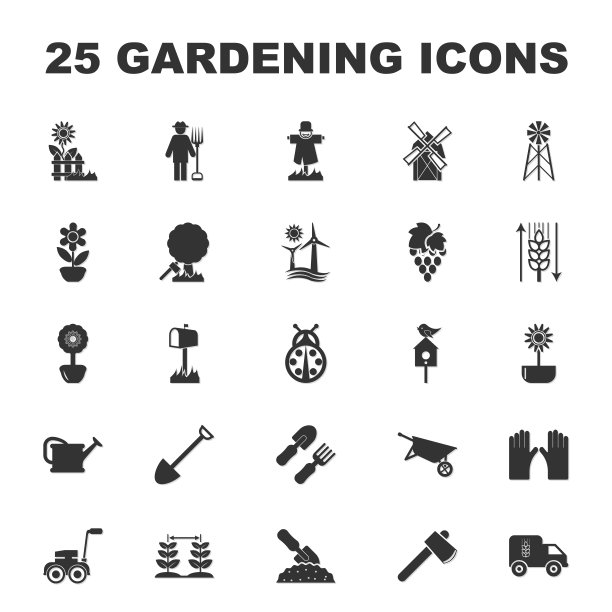 农场，园艺25黑色简单图标设置为网络图片下载