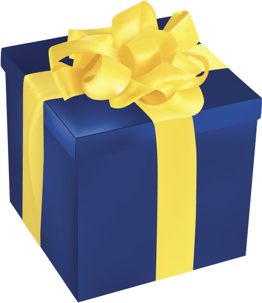 蓝色礼盒与黄色丝带图片下载