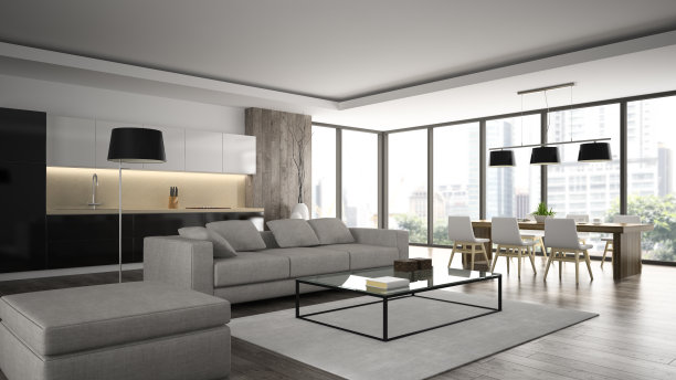 室内的现代设计放样角度视图3D渲染图片下载