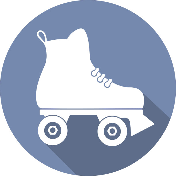 轮滑图标与白色的一个长影子图片下载