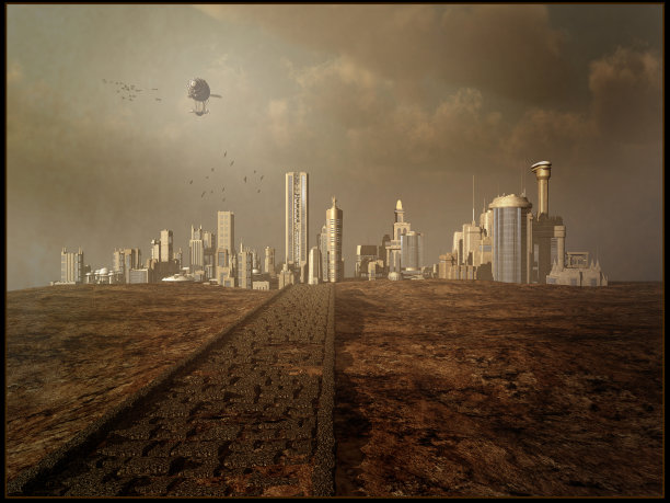 远处的城市景观图片下载