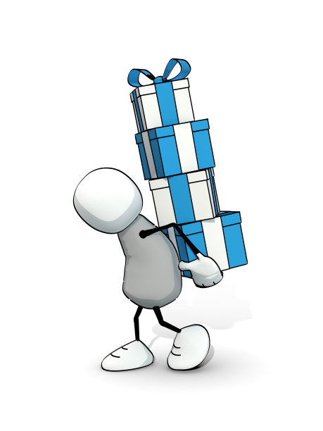 小不点拎着一堆礼品盒图片下载