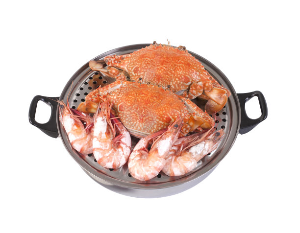 螃蟹，虾，海鲜的味道孤立在白色的背景图片下载