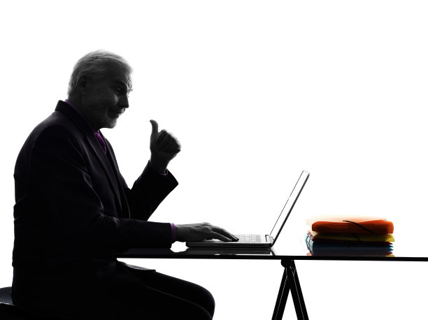 高级商务人士计算拇指向上剪影图片下载