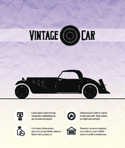 复古敞篷车跑车，复古的轮廓风格图片下载
