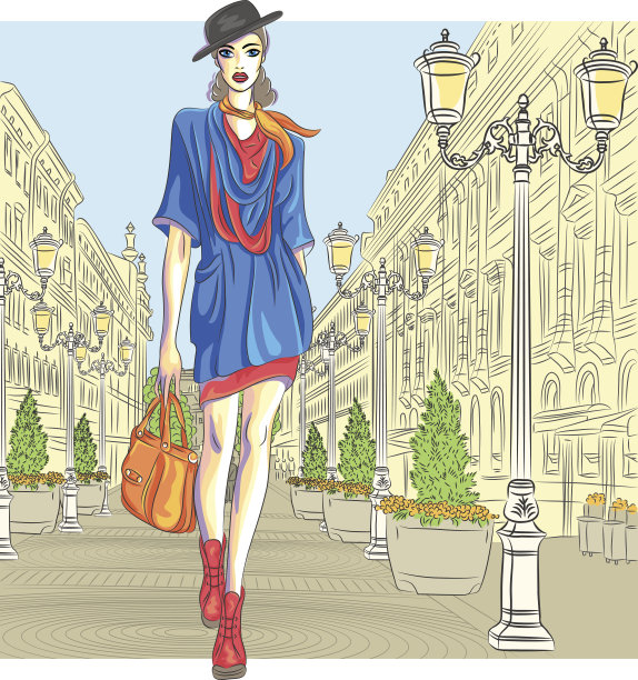 向量吸引时尚女孩去圣彼得堡图片下载