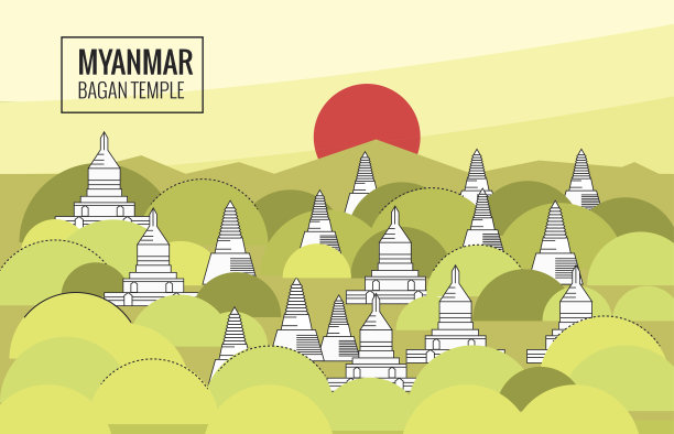 日出蒲甘寺。缅甸的目的地场景。图片下载