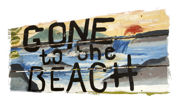 去看海滩指示牌了图片下载