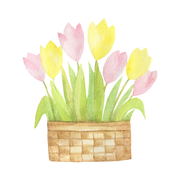 水彩复活节篮子。图片下载