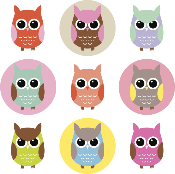 色彩斑斓的猫头鹰字符图片下载