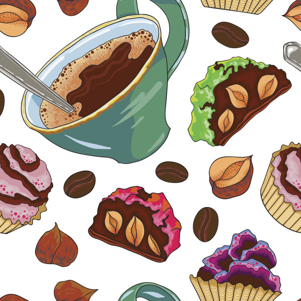 果仁蛋糕和咖啡图片下载