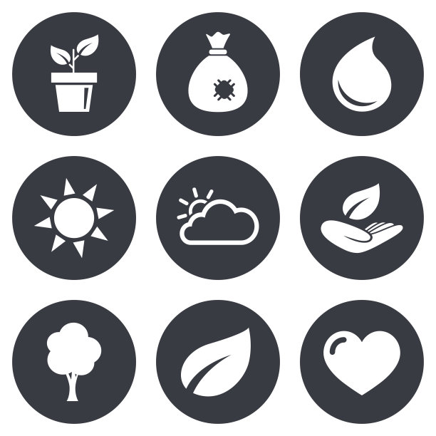 芽、叶图标。花园和天气标志图片下载