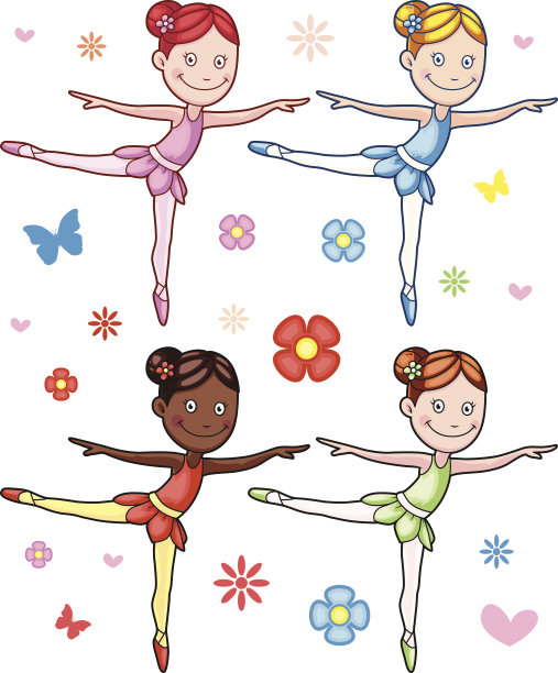 卡通小女孩芭蕾舞团图片下载