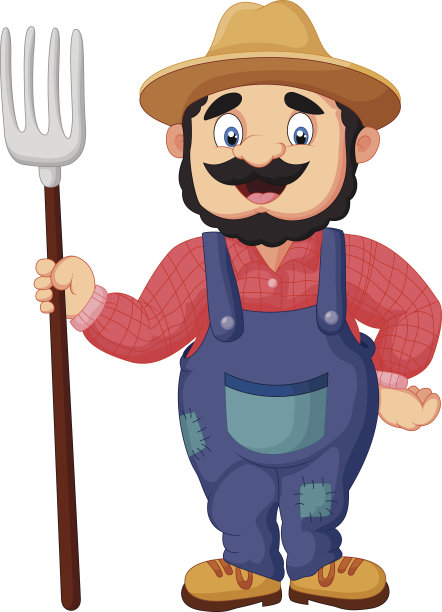 卡通农民拿着耙子图片下载
