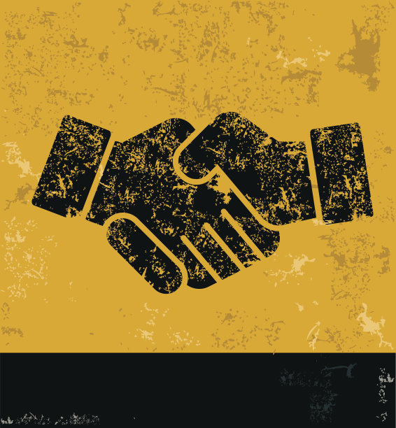 握手设计在黄色的背景，垃圾向量图片下载