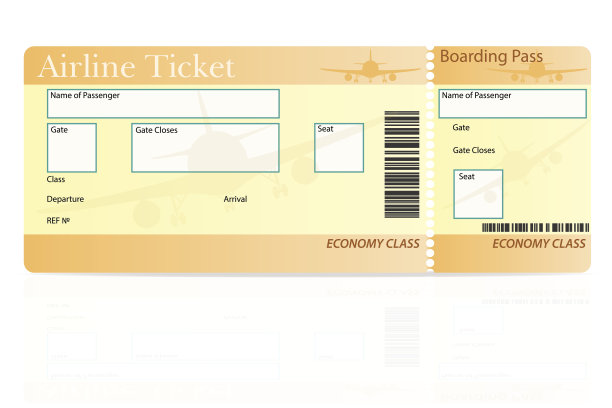 机票经济舱矢量图图片下载