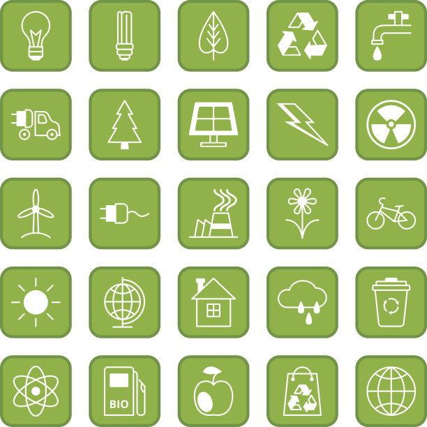 一组平面图标生态和环境图片下载