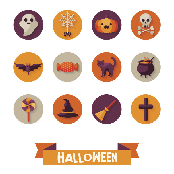 在圆圈上的万圣节人物的设置图片下载