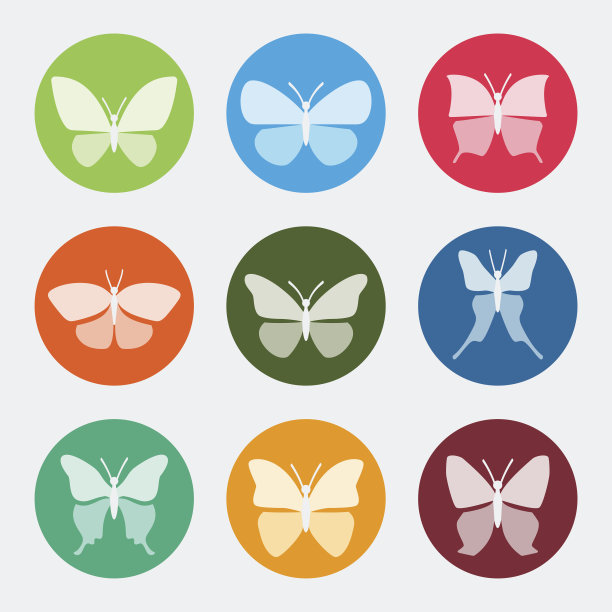 矢量彩色蝴蝶图标集图片下载
