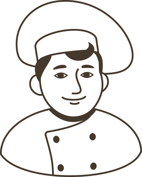 意大利首席厨师标志黑白孤立的卡通向量图片下载