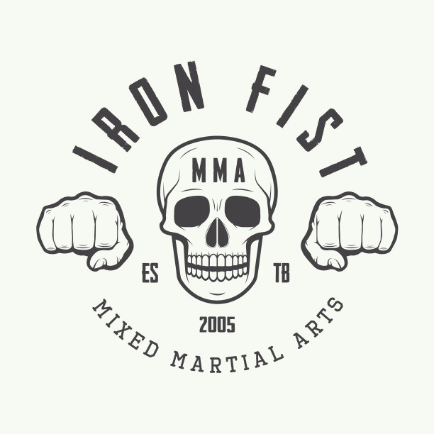 复古混合武术标志，徽章或标志。素材图片