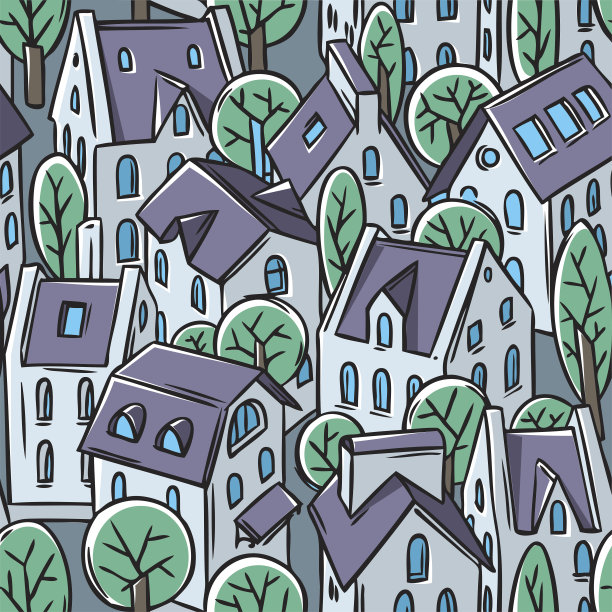 城市无缝模式与屋顶图片下载