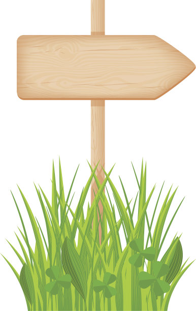 草地上的一根杆子上的木制箭头招牌图片下载
