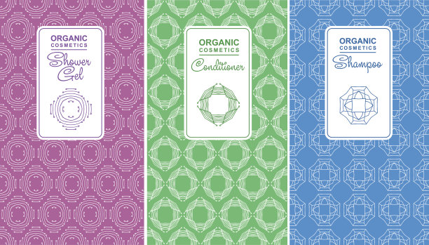 无缝标签有机化妆品，洗发水图片下载