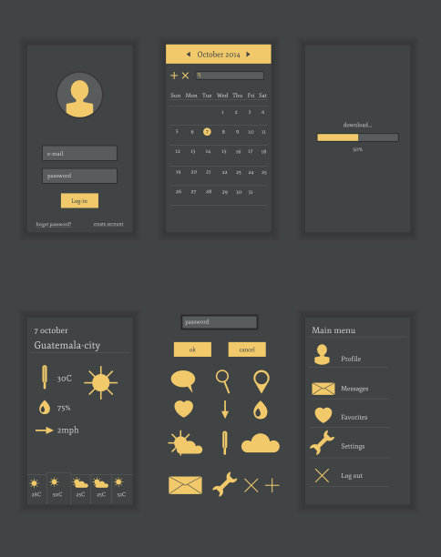 平面UI元素的模板图片下载
