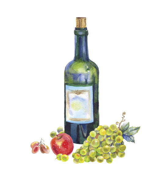 静物酒，葡萄和苹果图片下载