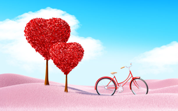 心树景观与自行车图片下载