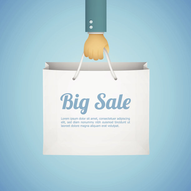 平面风格插图与手握纸袋图片下载