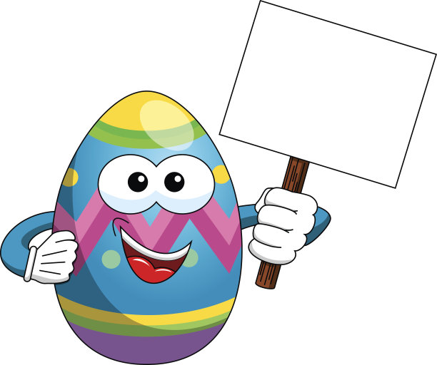 装饰复活节彩蛋卡通空白横幅孤立图片下载