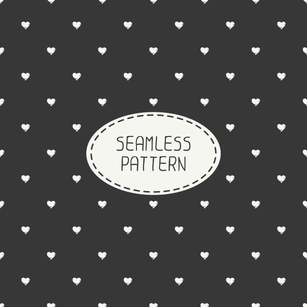 浪漫无缝图案与心。美丽的矢量图。背景。图片下载
