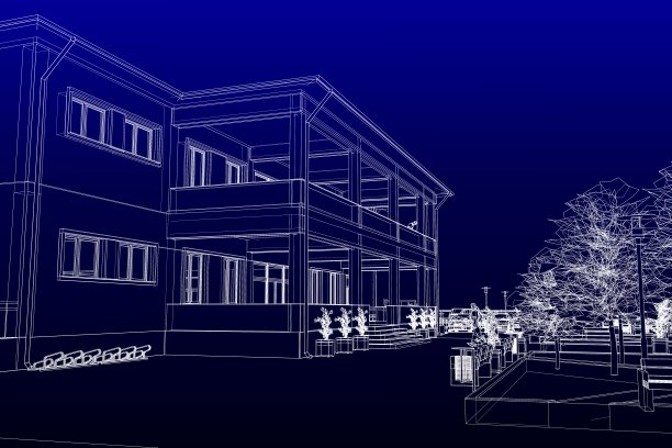 公共建筑，抽象的线框图片下载