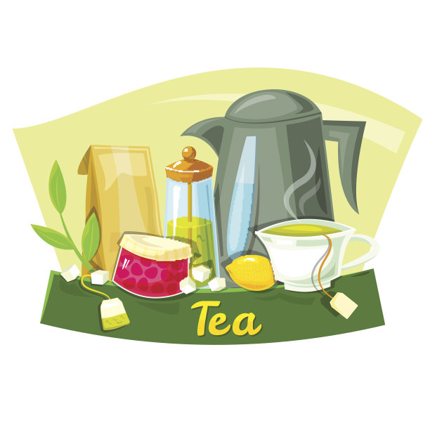 茶的概念设计，矢量插图图片下载