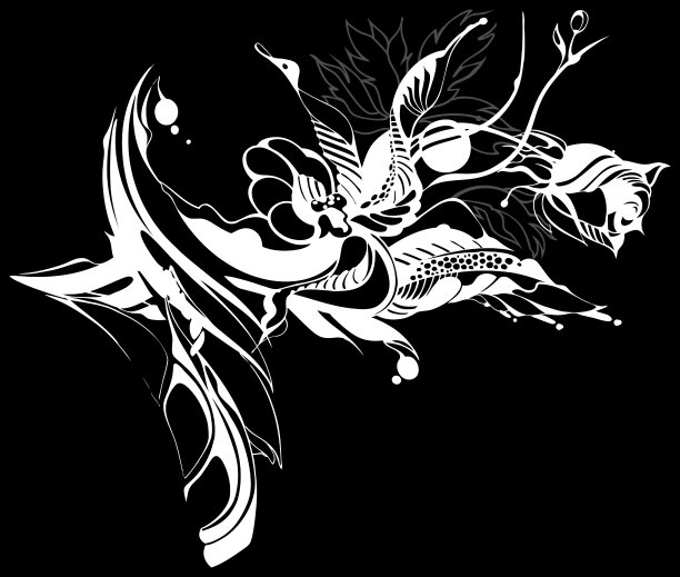 花，用墨水画在旧纸上图片下载