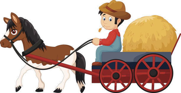 卡通农民与干草车图片下载