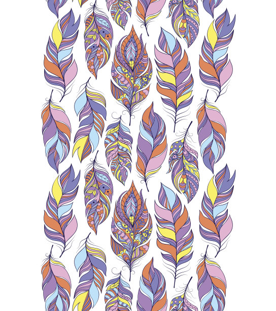 图案与彩色抽象羽毛图片下载