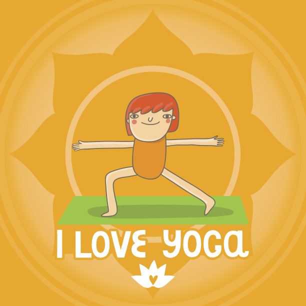 手绘瑜伽卡通卡片图片下载