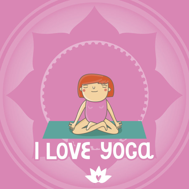 手绘瑜伽卡通卡片图片下载