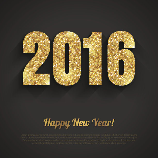 2016年金色亮片贺卡新年快乐。图片下载