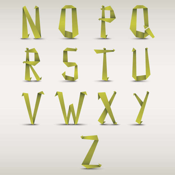 字母折叠绿纸抽象模板图片下载