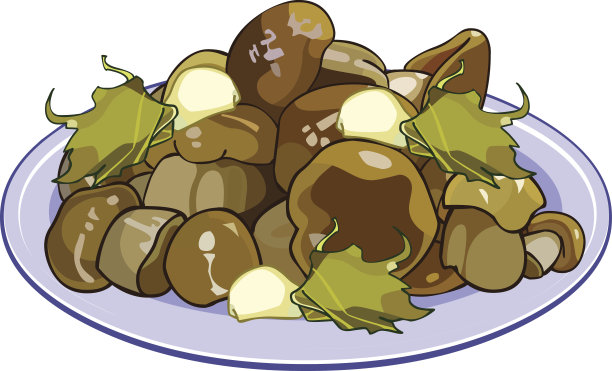 腌蘑菇放在盘子里图片下载