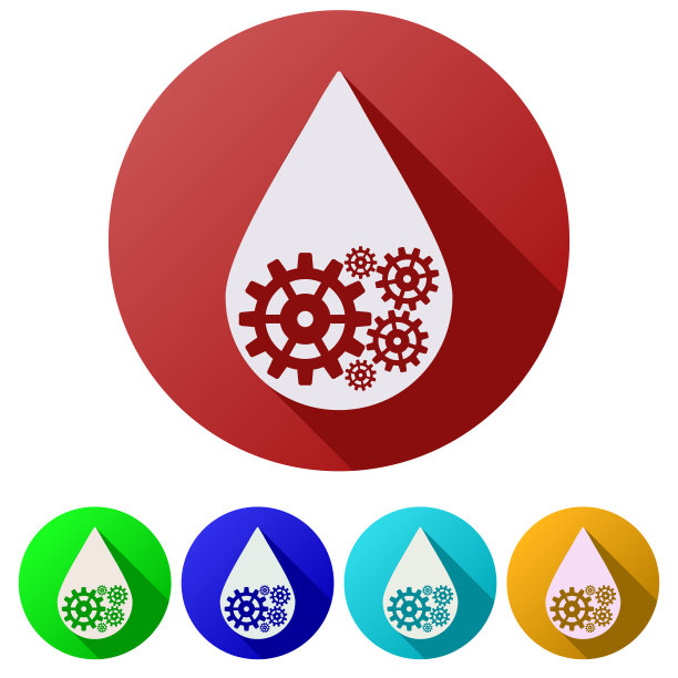 设置扁平图标的石油工业下降符号与齿轮图片下载