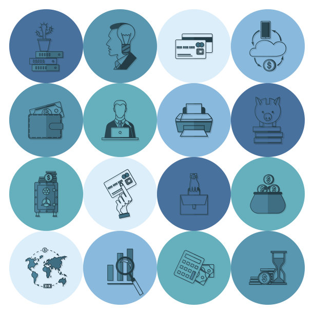 商业和金融图标集图片下载