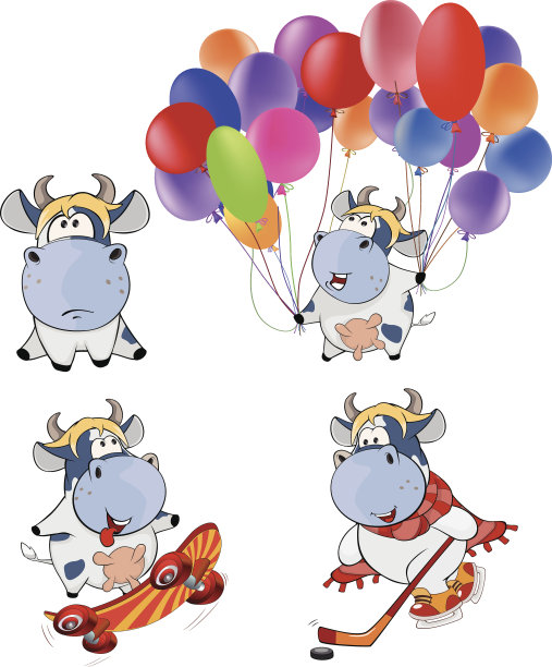 cows.Clip-Art快乐。卡通图片下载