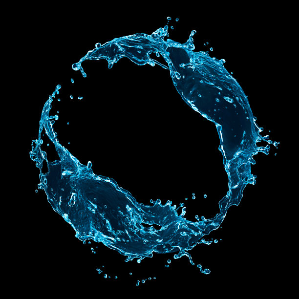 时尚的水飞溅。孤立在黑色背景上图片下载