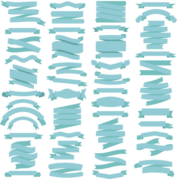 一套45条平丝带。矢量图图片下载