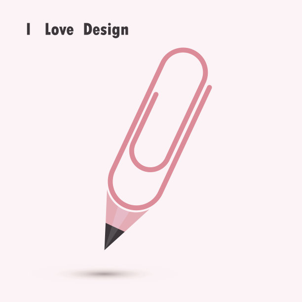 铅笔回形针形状与我爱的设计理念。图片下载
